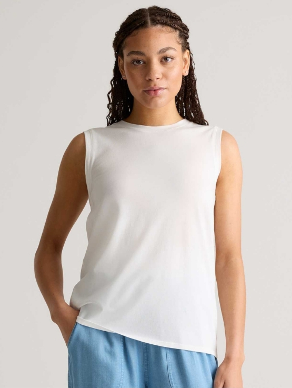 Quince White Cotton Modal Muscle Tank - Size Medium - NWT